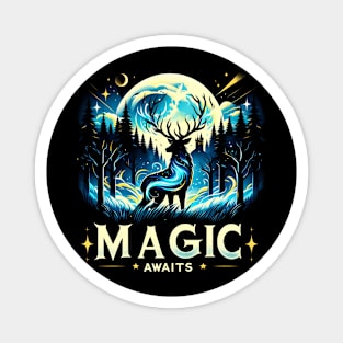 Magic Awaits - Magical Stag in the Night Magnet